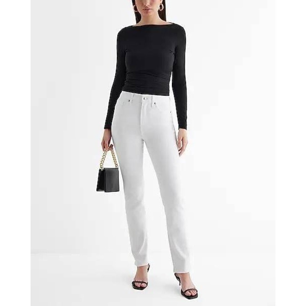 Express Jeans Women 10R White 90s Slim High Rise Hyper Stretch Conscious Edit